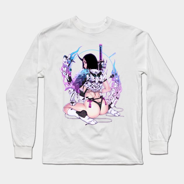 Hannya Samurai Long Sleeve T-Shirt by Pan_Ren_Wei